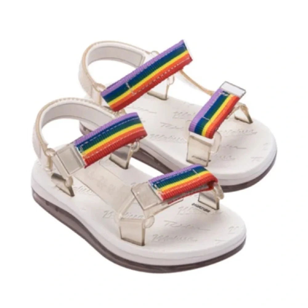 Mini Melissa Papete + Rider Beige / Rainbow